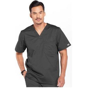 NEW Cherokee WorkWear Core Stretch Mens V-Neck Scrub Top 4743  Size Small PEWTER